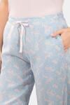 Amante Full Length Pyjama Bottom - Powder Blue Floral Print — thumbnail 4